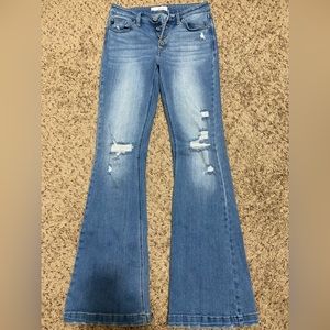 Distressed high rise flare KanCan jeans